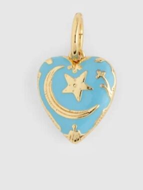 Madewell Gold-Tone Heart Charm with Blue Enamel Celestial Motif